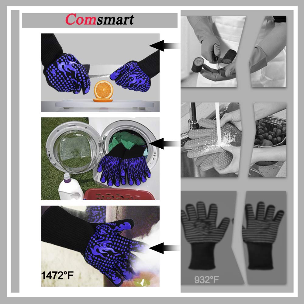 Comsmart guantes junto a una regla para comparar tamaño y cobertura