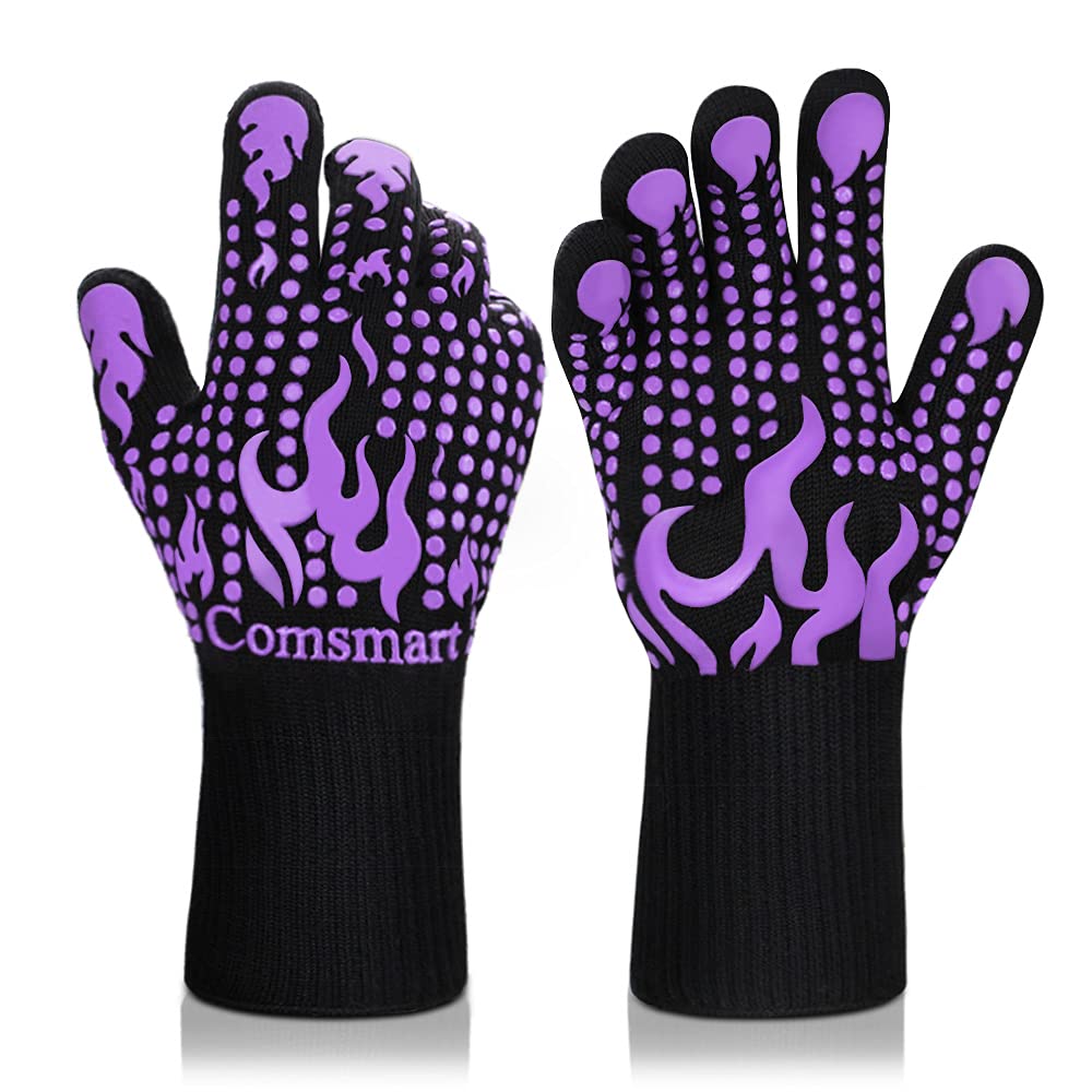 Comsmart guantes frente del empaque mostrando el diseño morado y protección