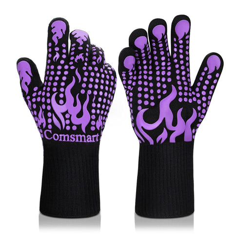 Comsmart guantes frente del empaque mostrando el diseño morado y protección