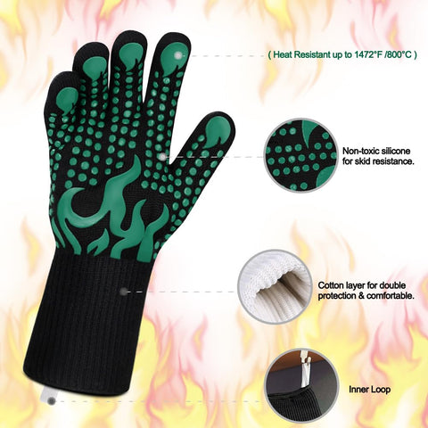 Comsmart guantes en uso sujetando parrilla caliente mejorando seguridad