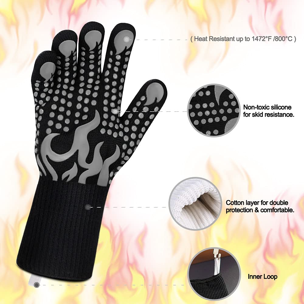 Comsmart guantes en uso en parrilla protegiendo manos y antebrazos