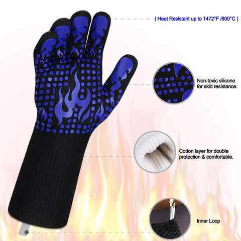 Comsmart guantes en uso en parrilla protegiendo manos y antebrazos