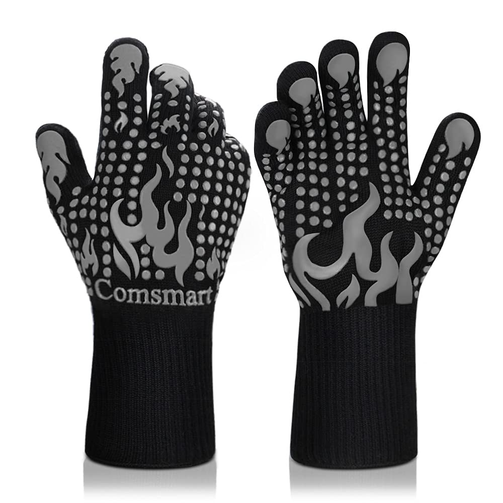 Comsmart guantes frente mostrando diseño gris y longitud para protección