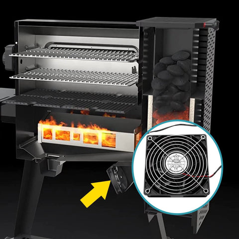 COMVIEE ventilador instalado en parrilla Masterbuilt mejor control de temperatura
