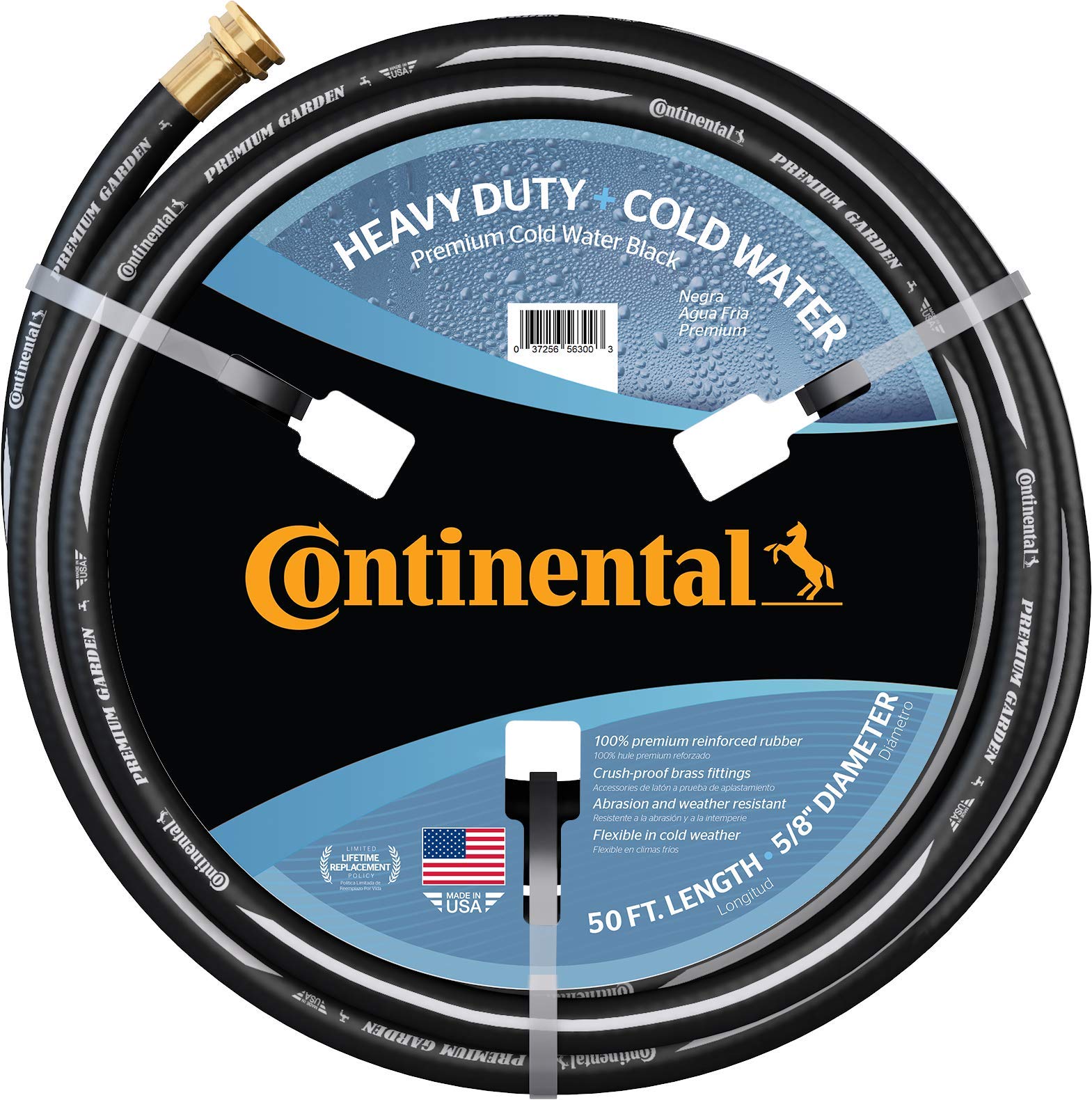 Continental manguera enrollada frontal mostrando longitud y acabado resistente