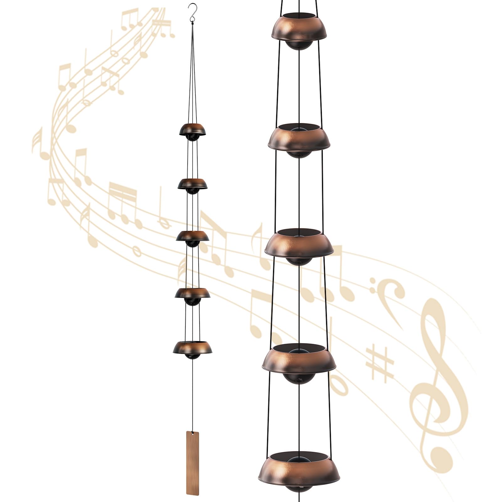 coobest vista frontal de campanilla de cobre, elegante sonido profundo