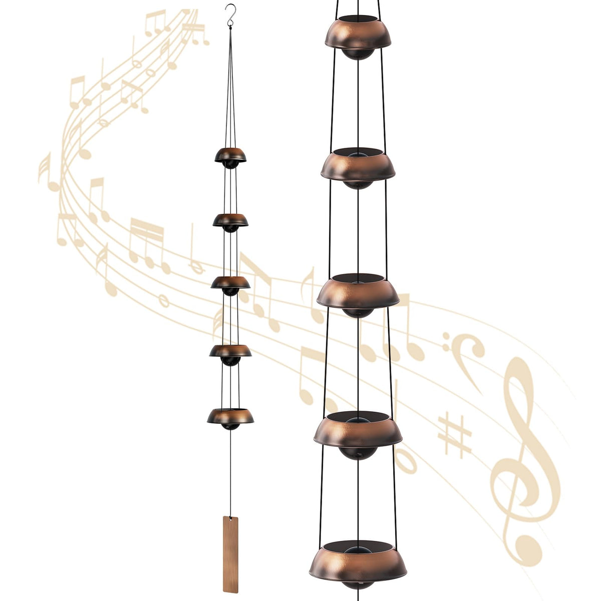 coobest vista frontal de campanilla de cobre, elegante sonido profundo