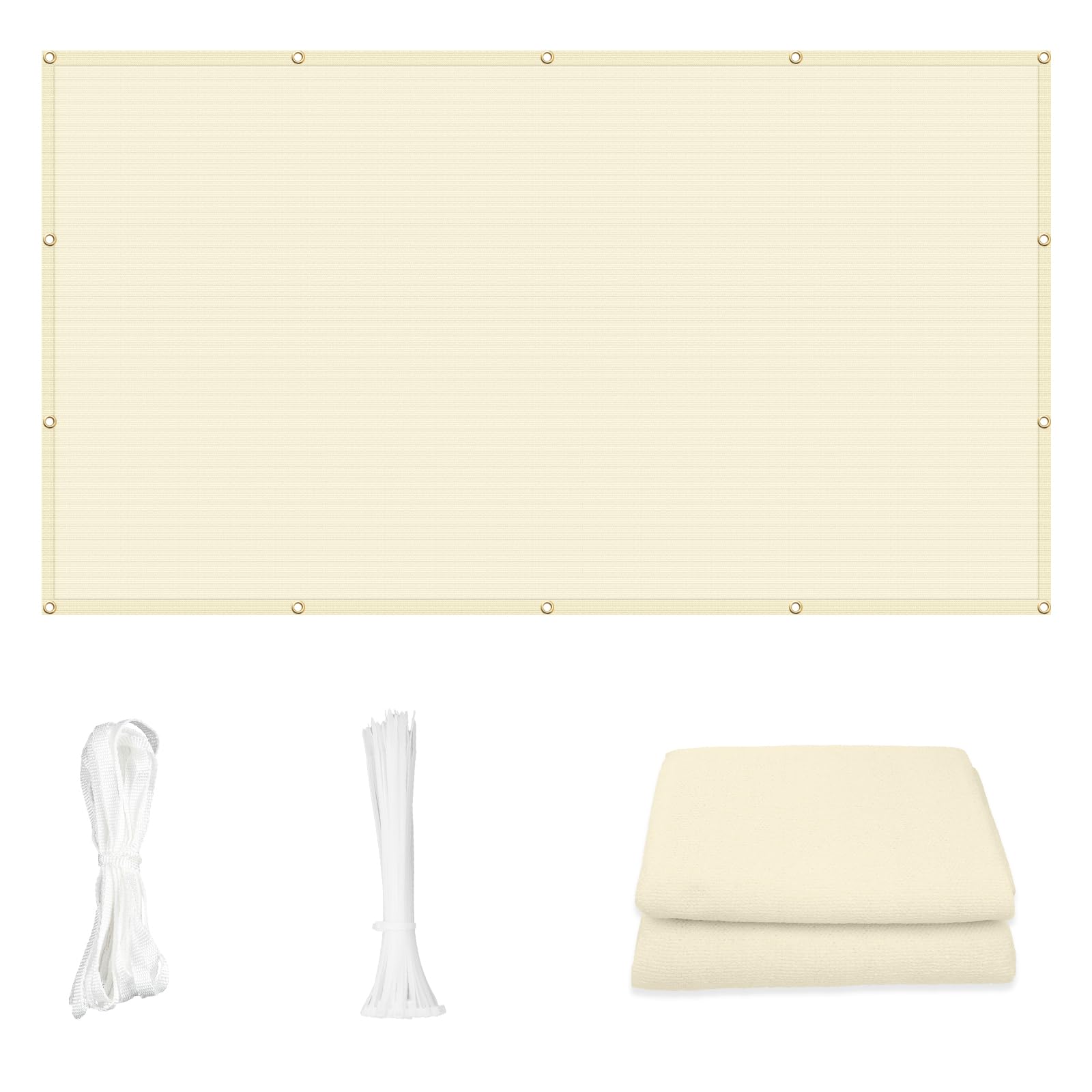 Cool Area vista frontal del toldo butter cream con sombra uniforme