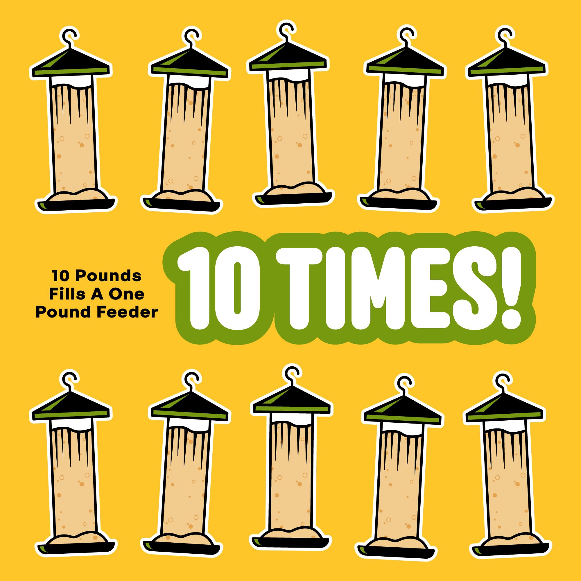 COOL BIRDS bolsa de 10 libras junto a regla para mostrar la escala