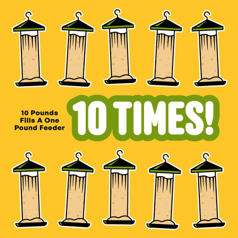 COOL BIRDS bolsa de 10 libras junto a regla para mostrar la escala