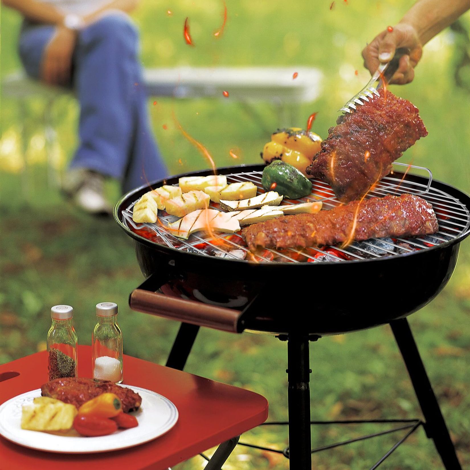 Coolbird rejilla con asas integradas, permite añadir carbón sin quitar parrilla