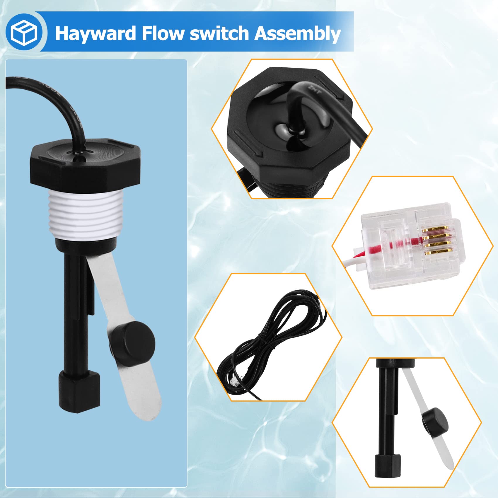 Cooouds GLX-FLO-RP instalado junto a un salt cell Hayward mostrando compatibilidad