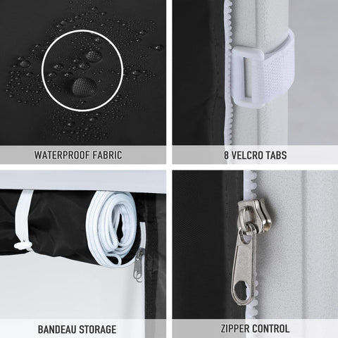 COOSHADE detalle de tiras de velcro y cintas para instalación segura