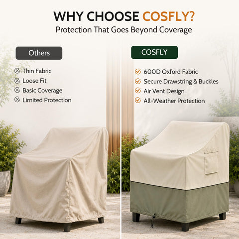 COSFLY comparación de tamaño con una silla para verificar ajuste
