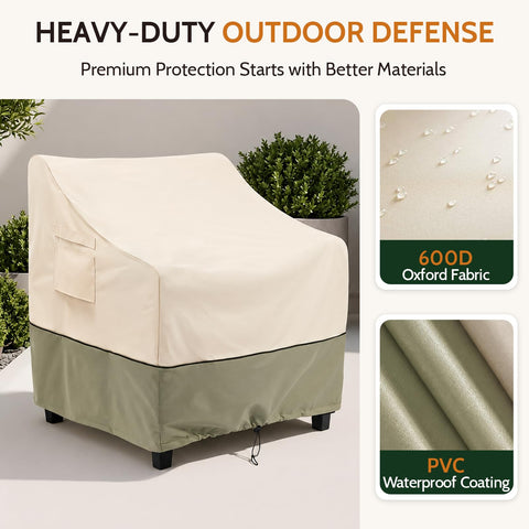 COSFLY funda colocada en una silla demostrando protección contra lluvia