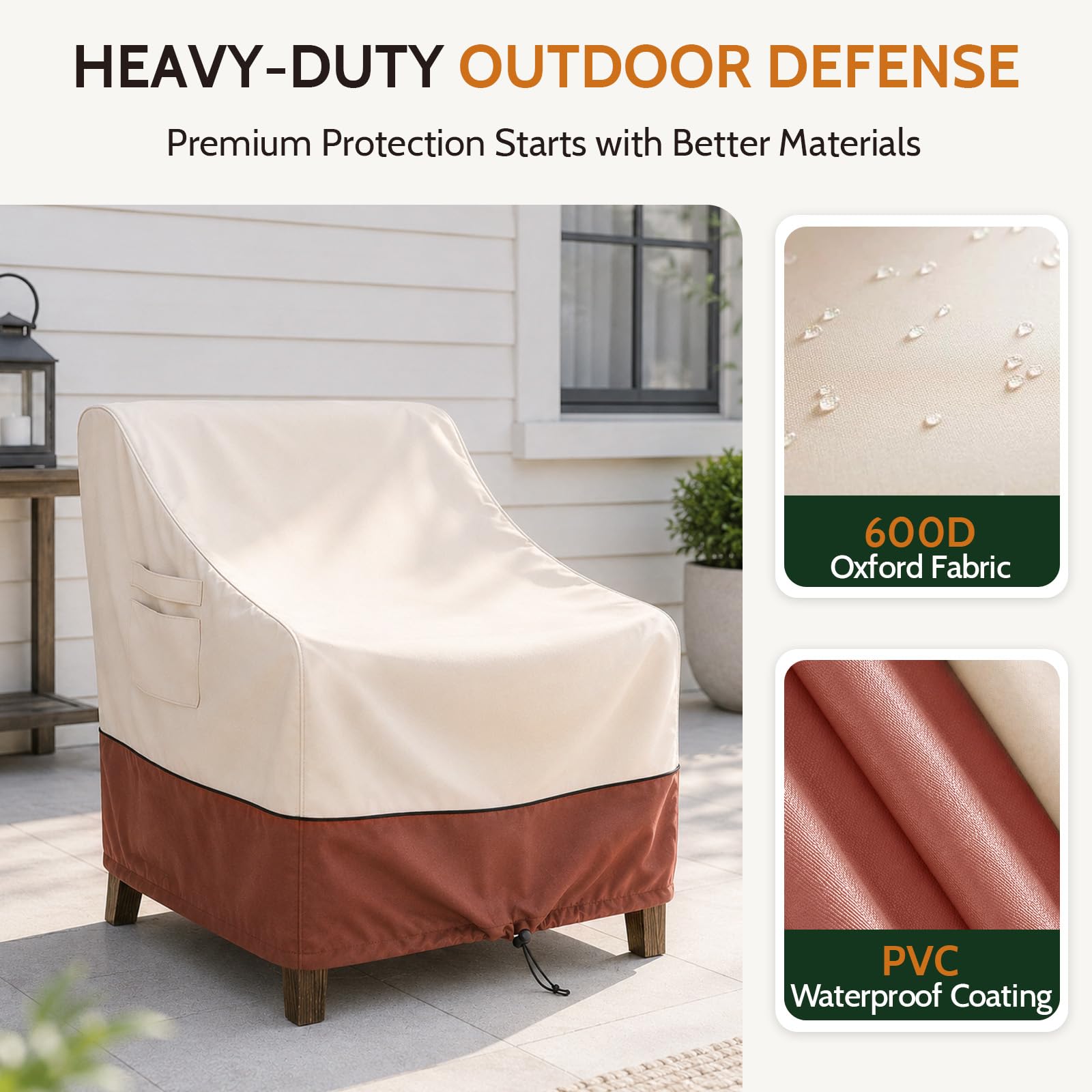 COSFLY funda colocada en silla de comedor exterior, protege del clima