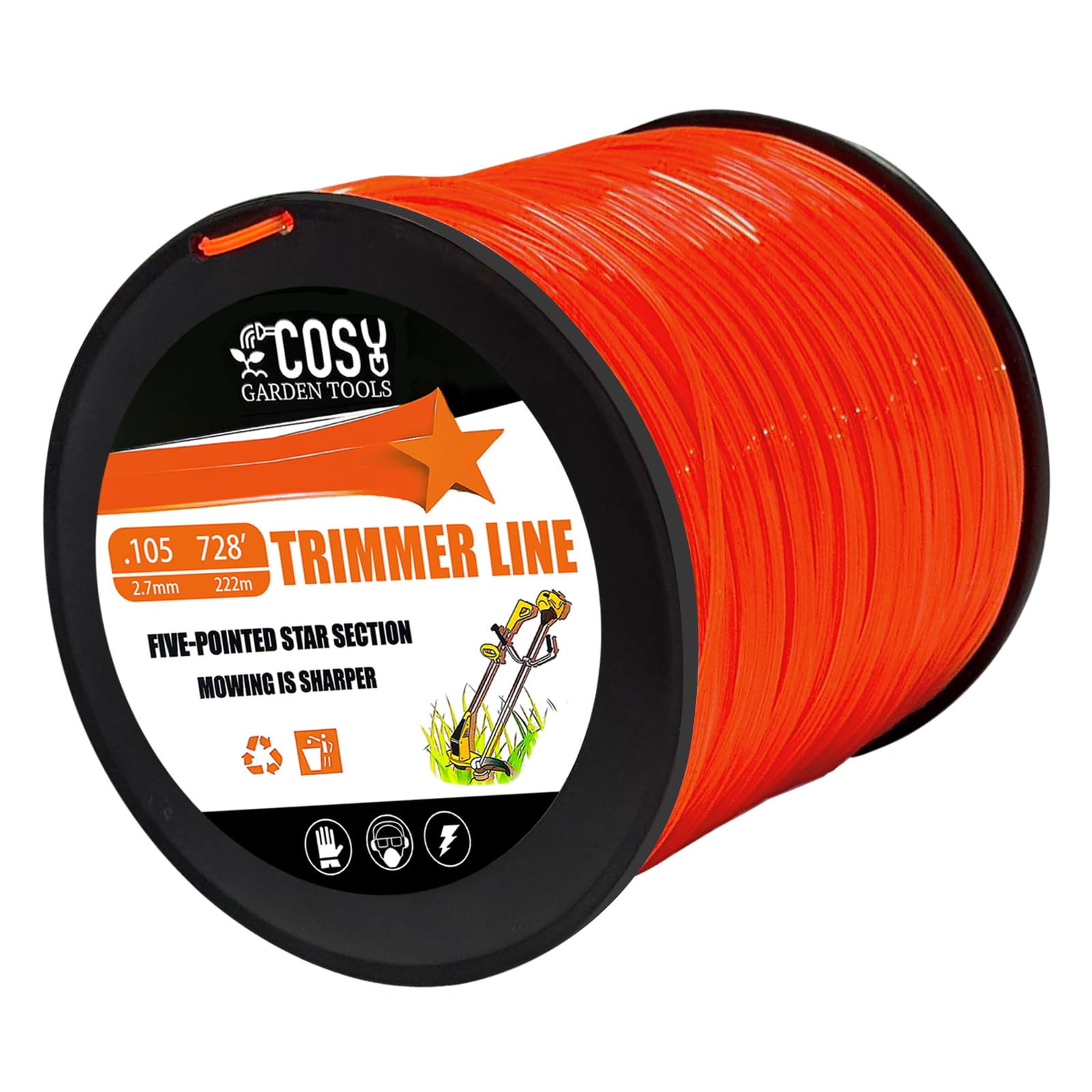 COSY GARDEN TOOLS paquete frontal mostrando longitud y color naranja, mayor durabilidad