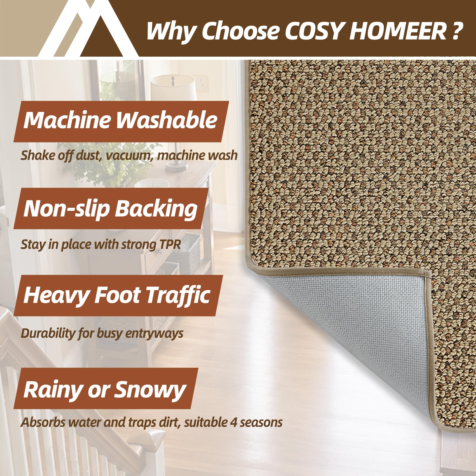 COSY HOMEER felpudo con pata de mascota demostrando durabilidad y limpieza