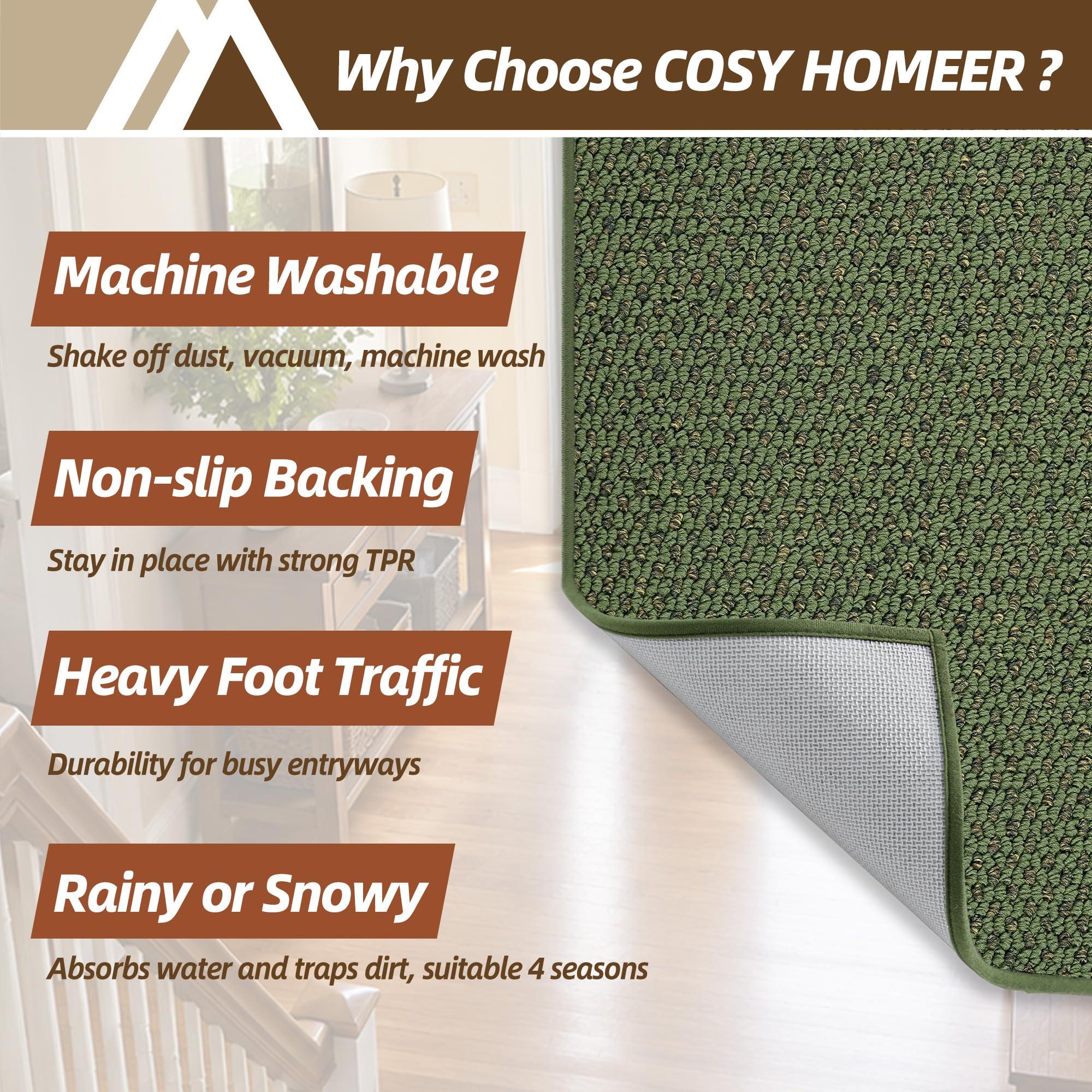 COSY HOMEER felpudo 20x32 muestra escala práctica para entradas pequeñas