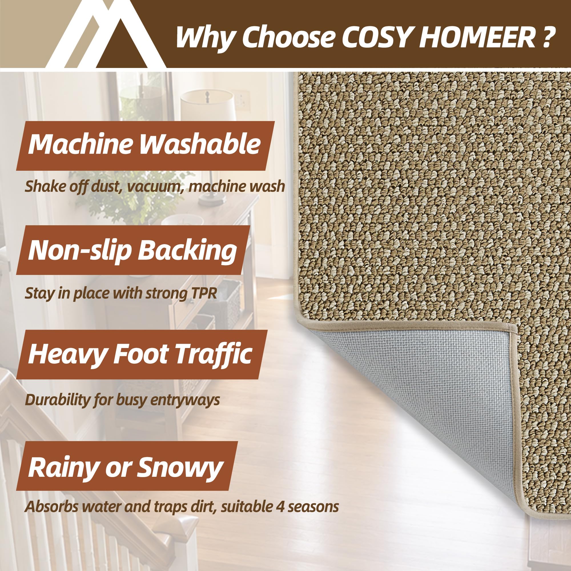 COSY HOMEER felpudo en entrada moderna protege suelos y reduce limpieza