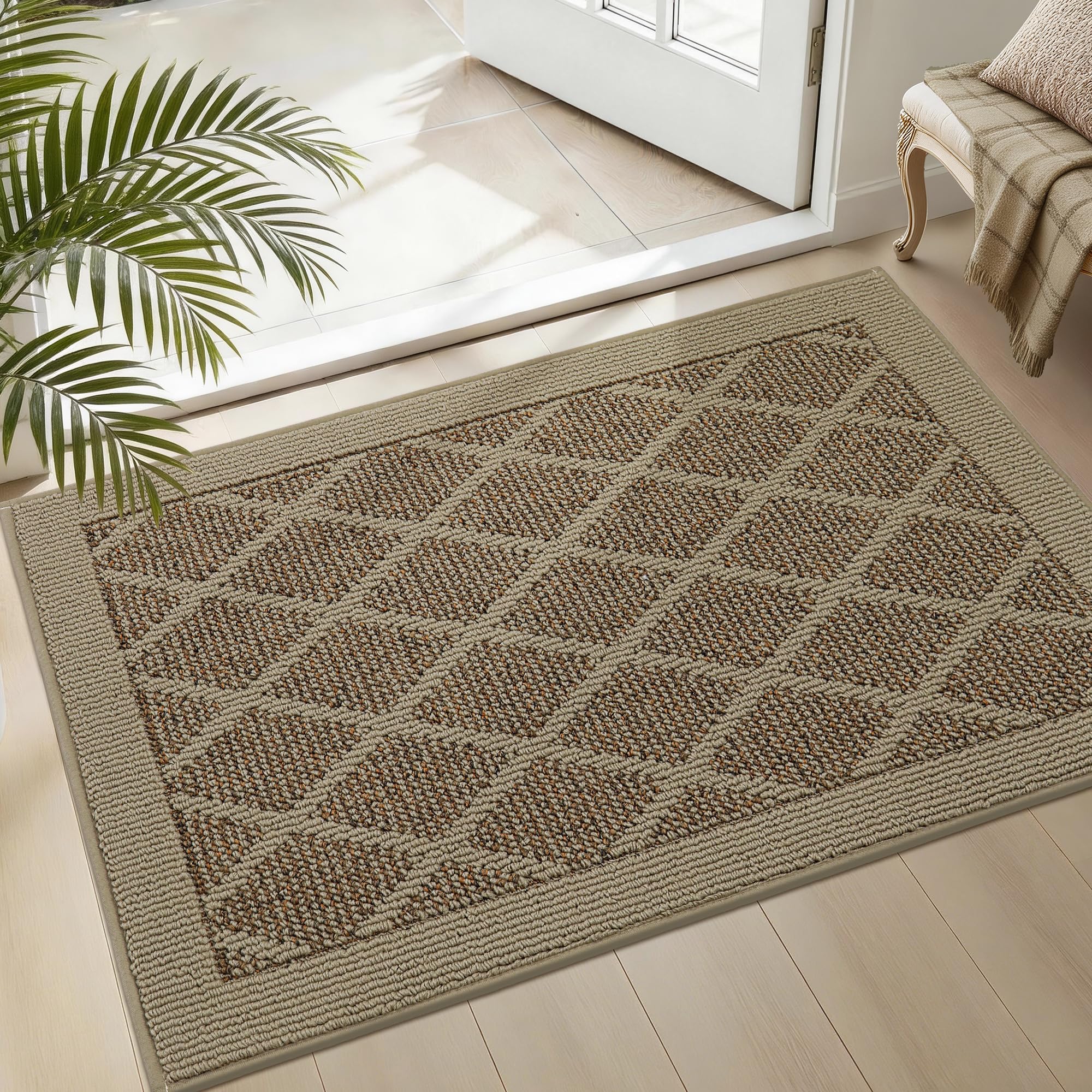 COSY HOMEER felpudo frontal en entrada beige que protege el suelo