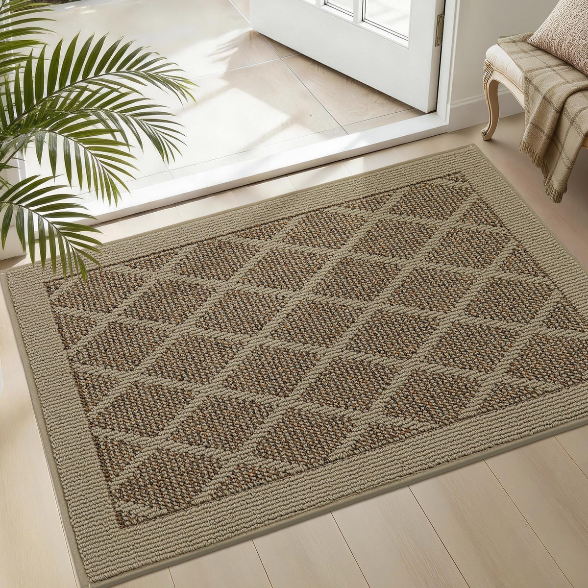 COSY HOMEER felpudo frontal en entrada beige que protege el suelo