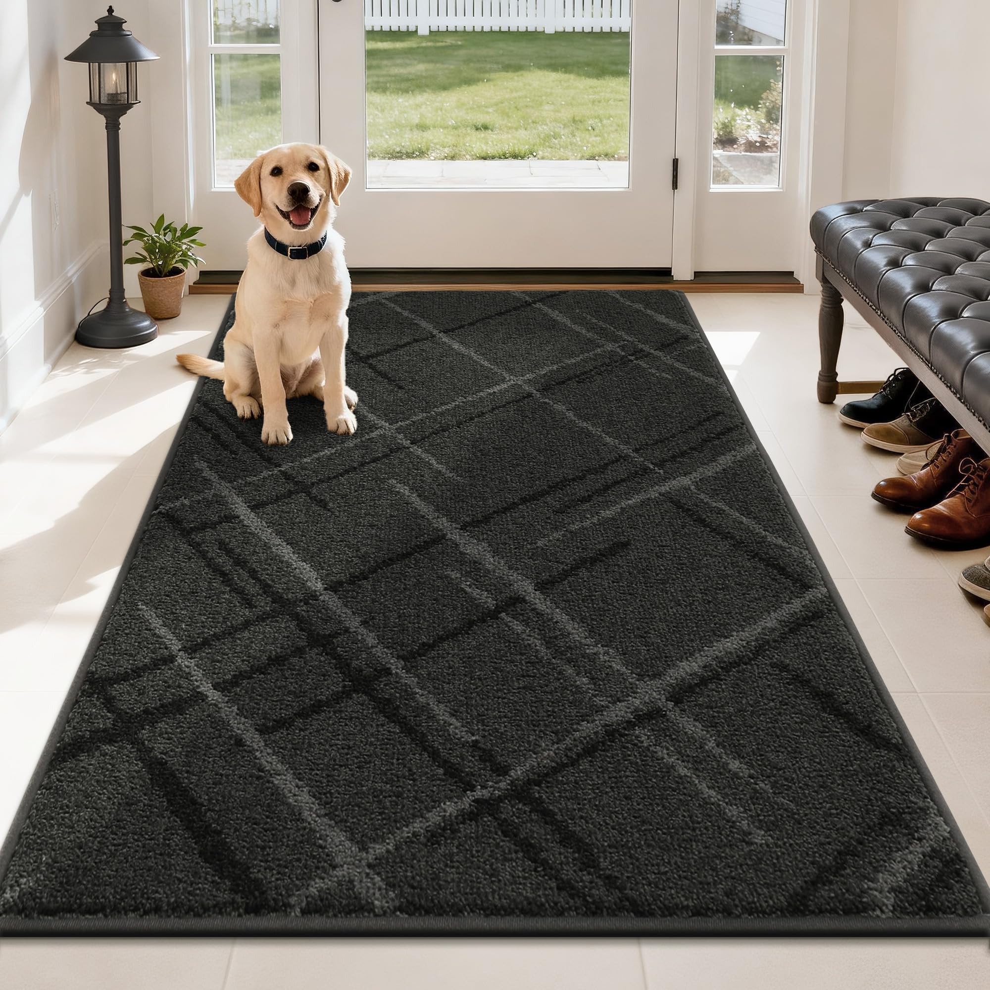 COSY HOMEER felpudo frontal mostrando diseño gris oscuro y entrada ordenada