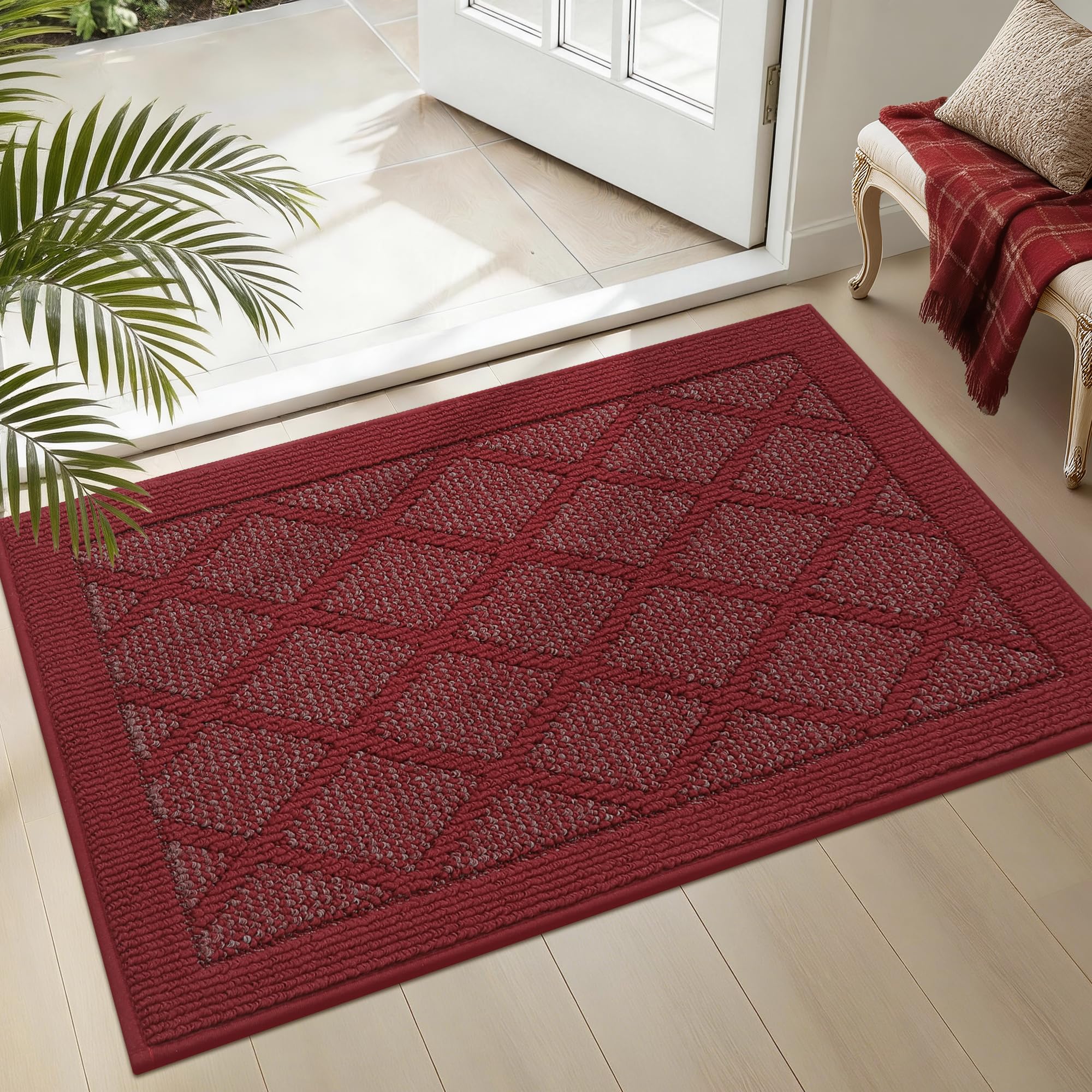 COSY HOMEER imagen frontal del felpudo rojo mostrando absorción