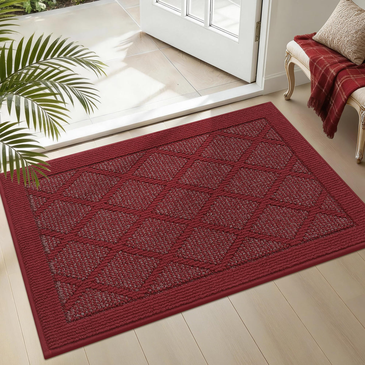 COSY HOMEER imagen frontal del felpudo rojo mostrando absorción