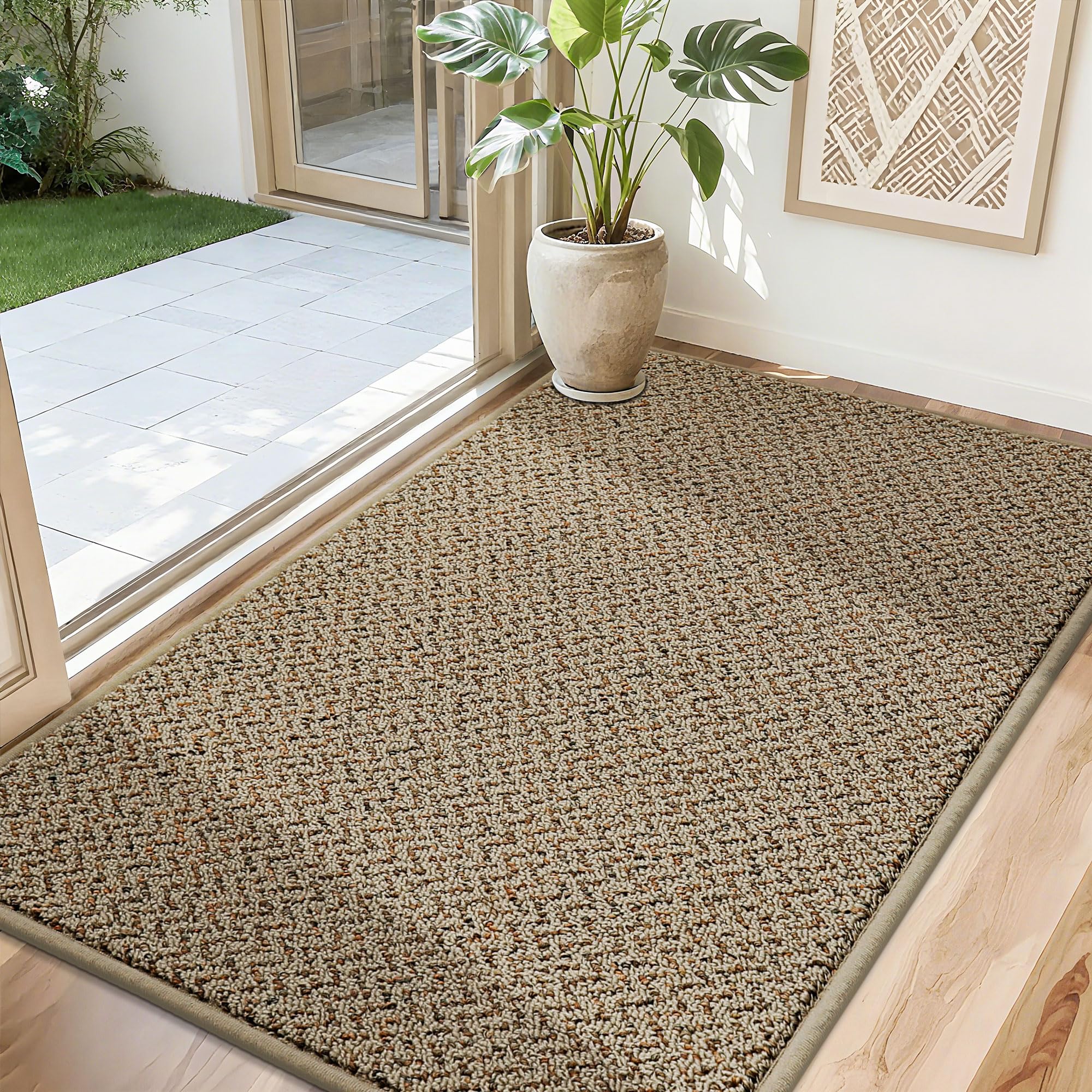 COSY HOMEER frente del felpudo 32x48 taupe muestra diseño funcional y atractivo