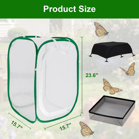 Cover Geny mariposario instalado en jardín con plantas, protege y cubre milkweed