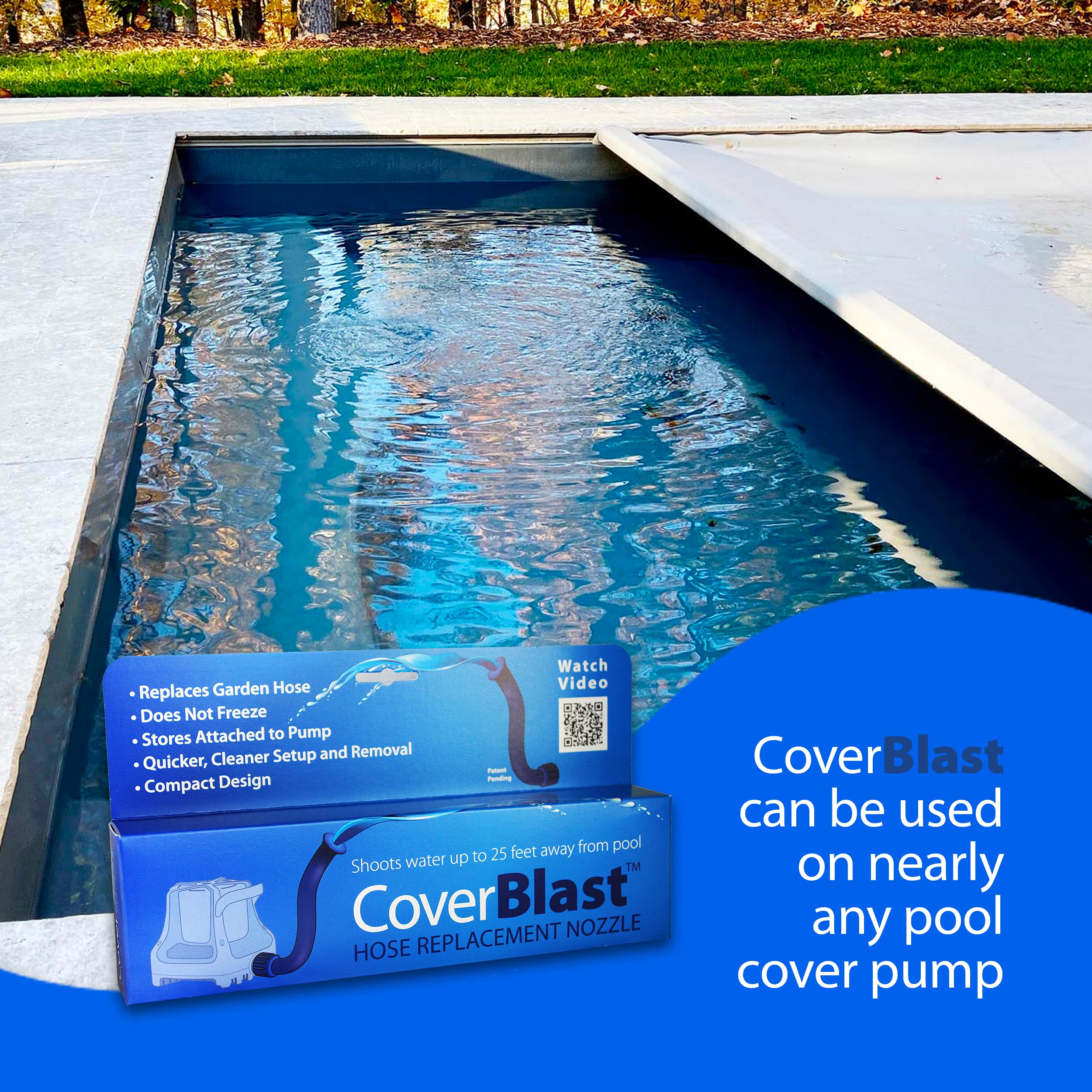 CoverBlast escala junto a mano para mostrar tamaño y facilidad de uso