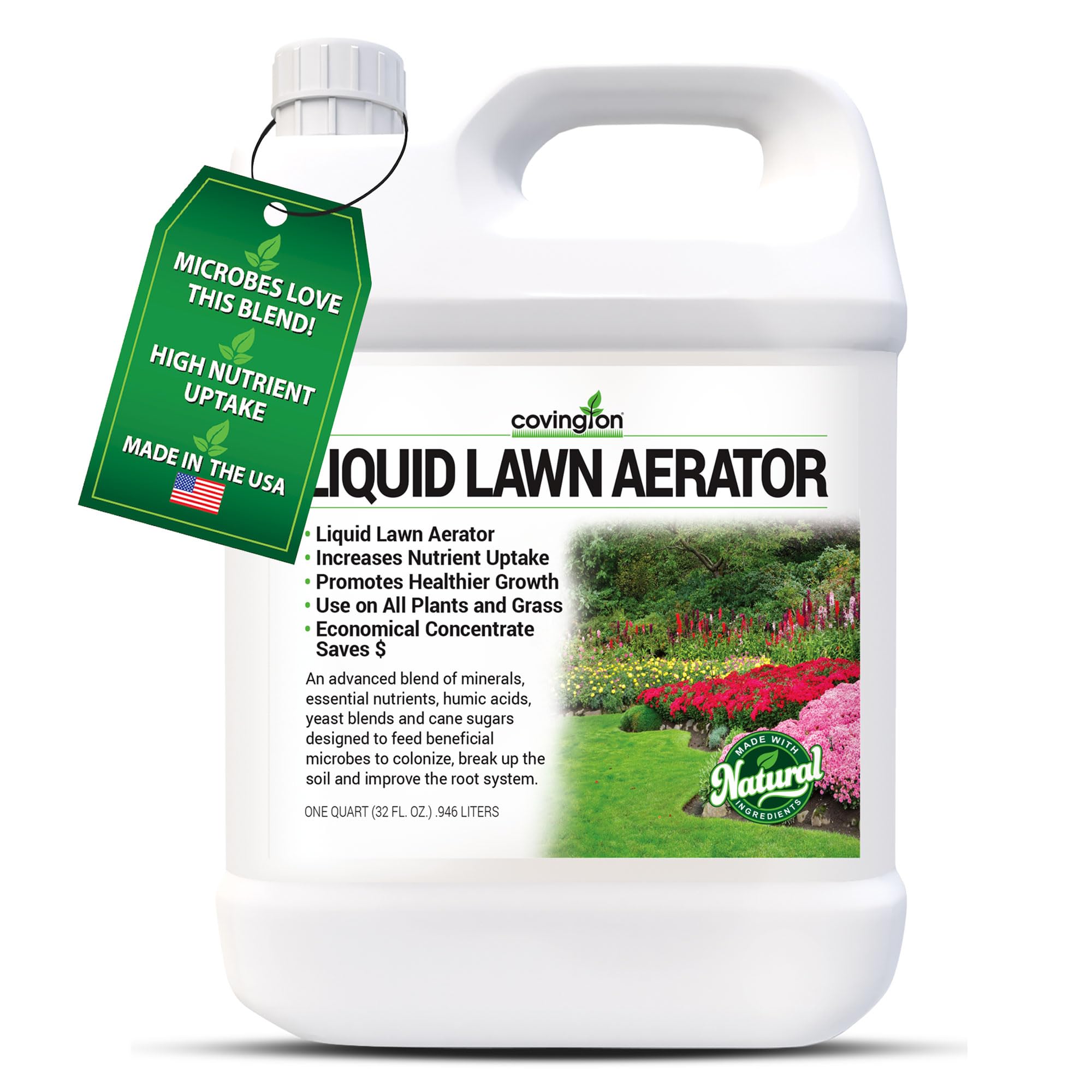 Covington Naturals botella frontal 32 oz mostrando diseño y uso fácil