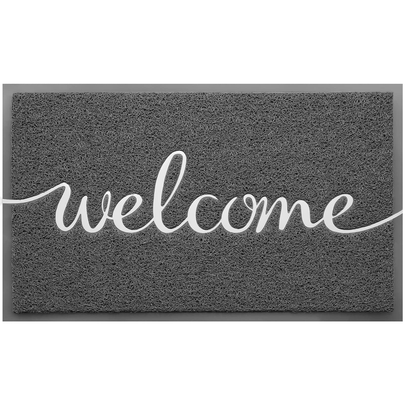 CozyBounty felpudo frontal mostrando el diseño WELCOME y bienvenida duradera
