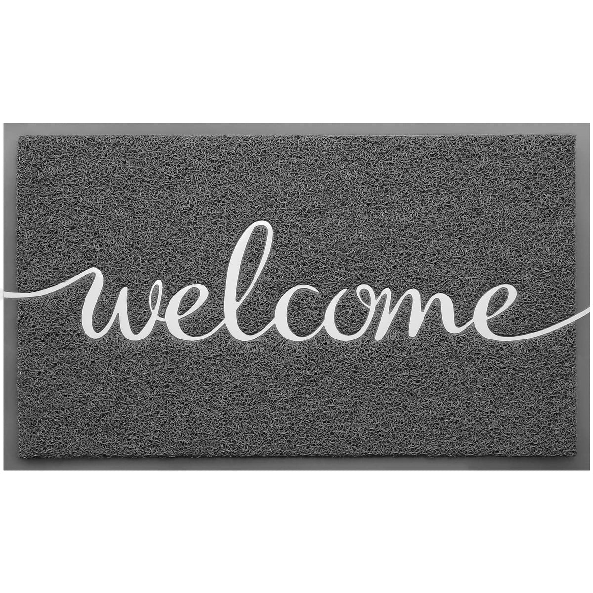 CozyBounty felpudo frontal mostrando el diseño WELCOME y bienvenida duradera