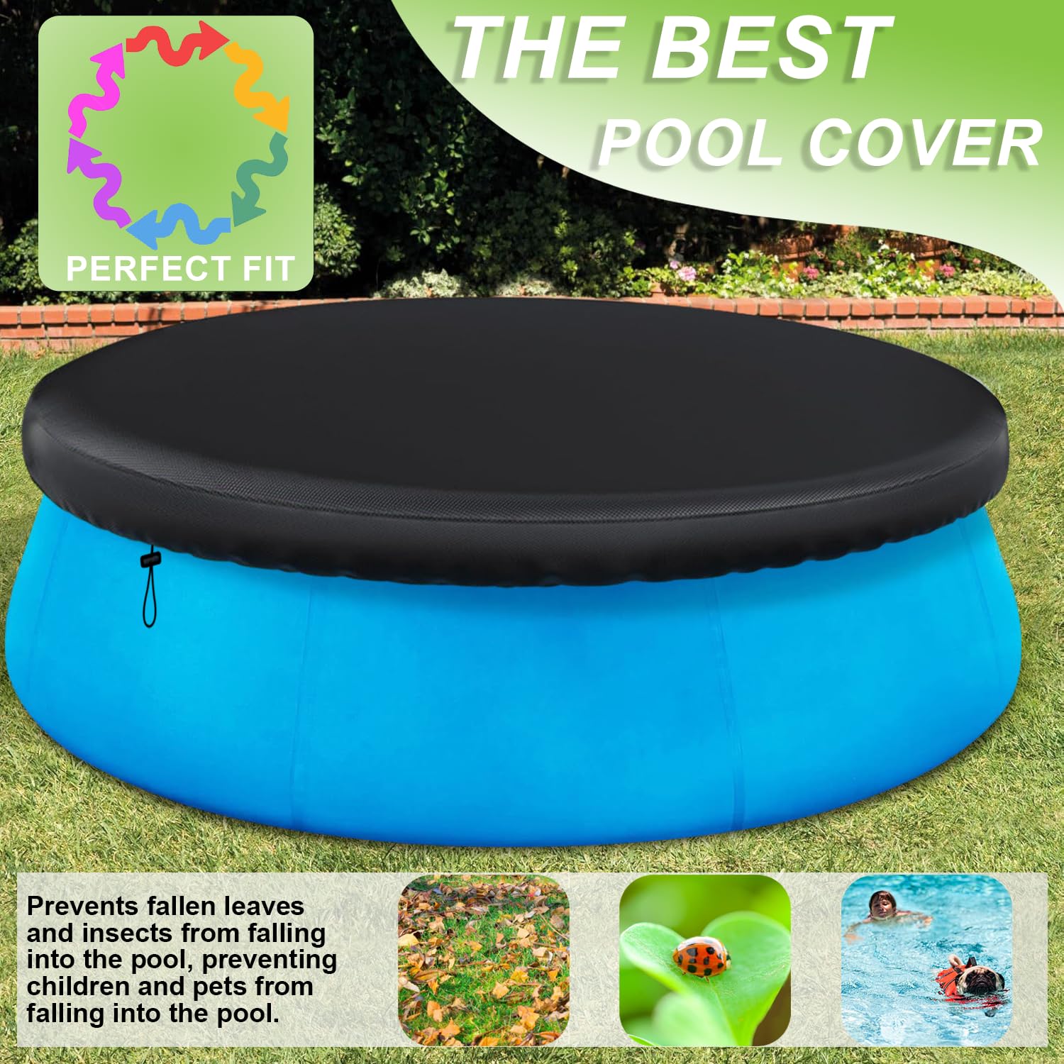CQQGO comparación de tamaño 13FT con piscina, guía de compatibilidad