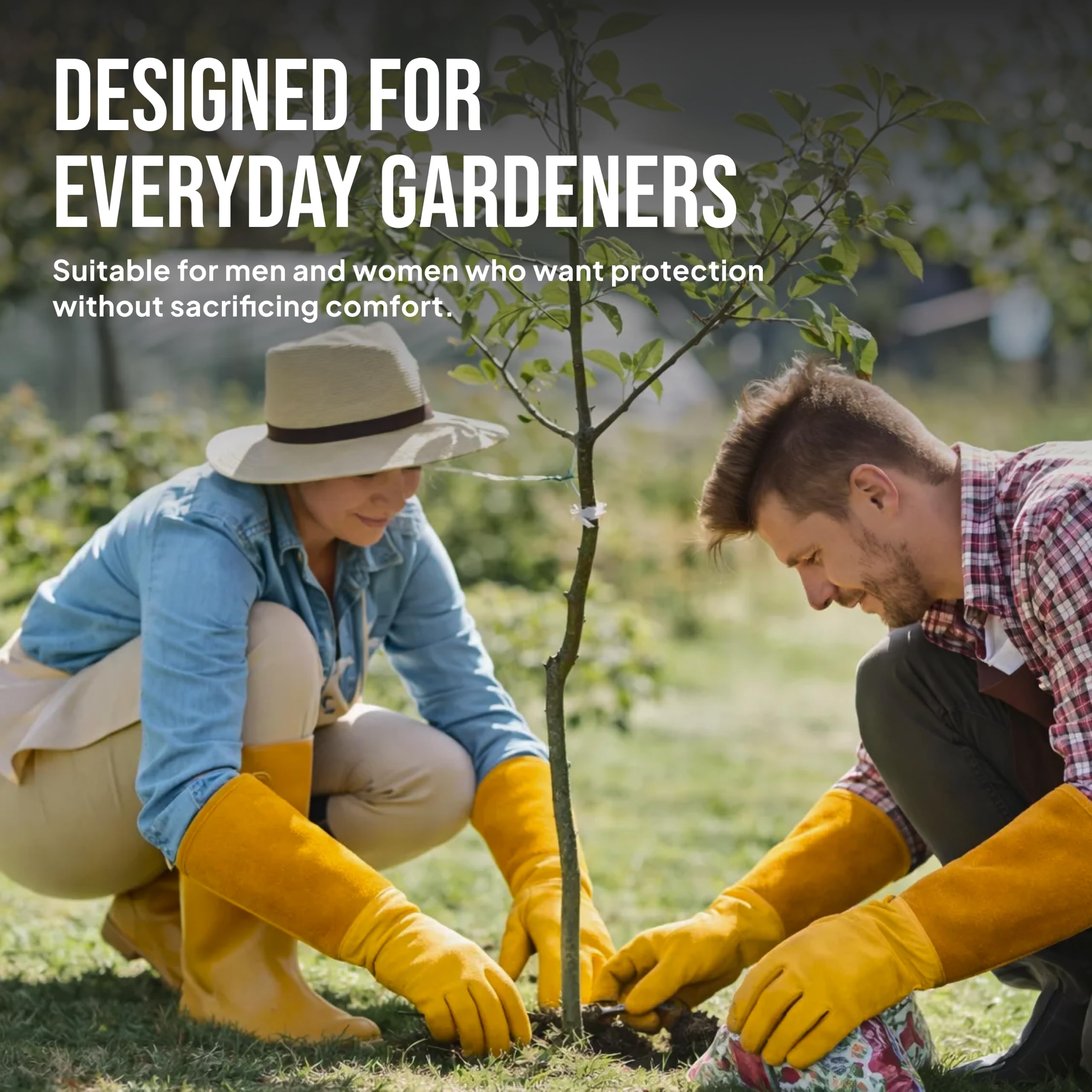 craft911 jardinero usando guantes largos en tarea de paisajismo