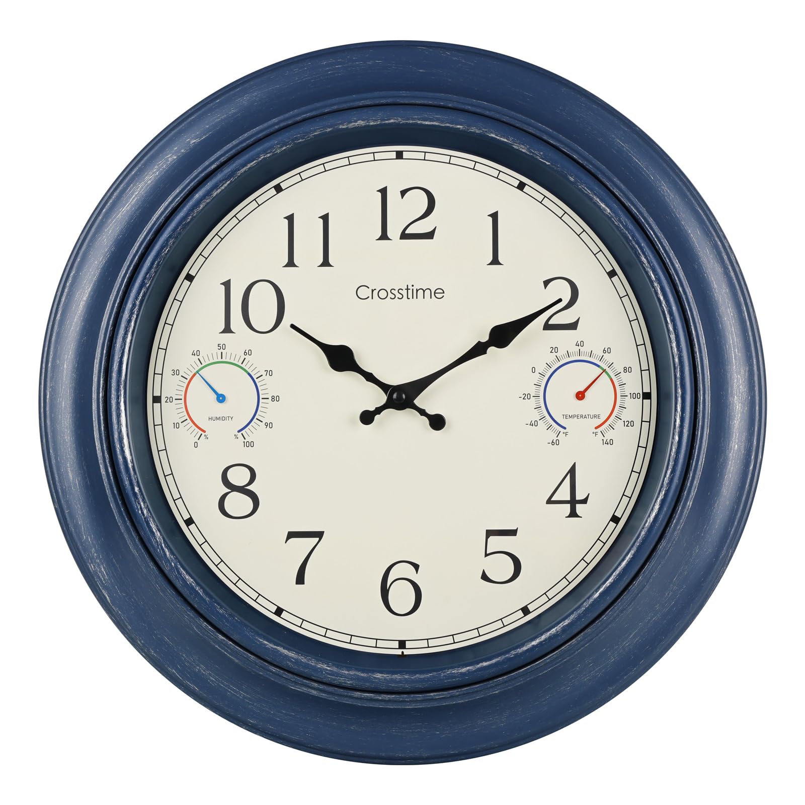 Crosstime vista frontal del reloj exterior mostrando hora y estilo retro