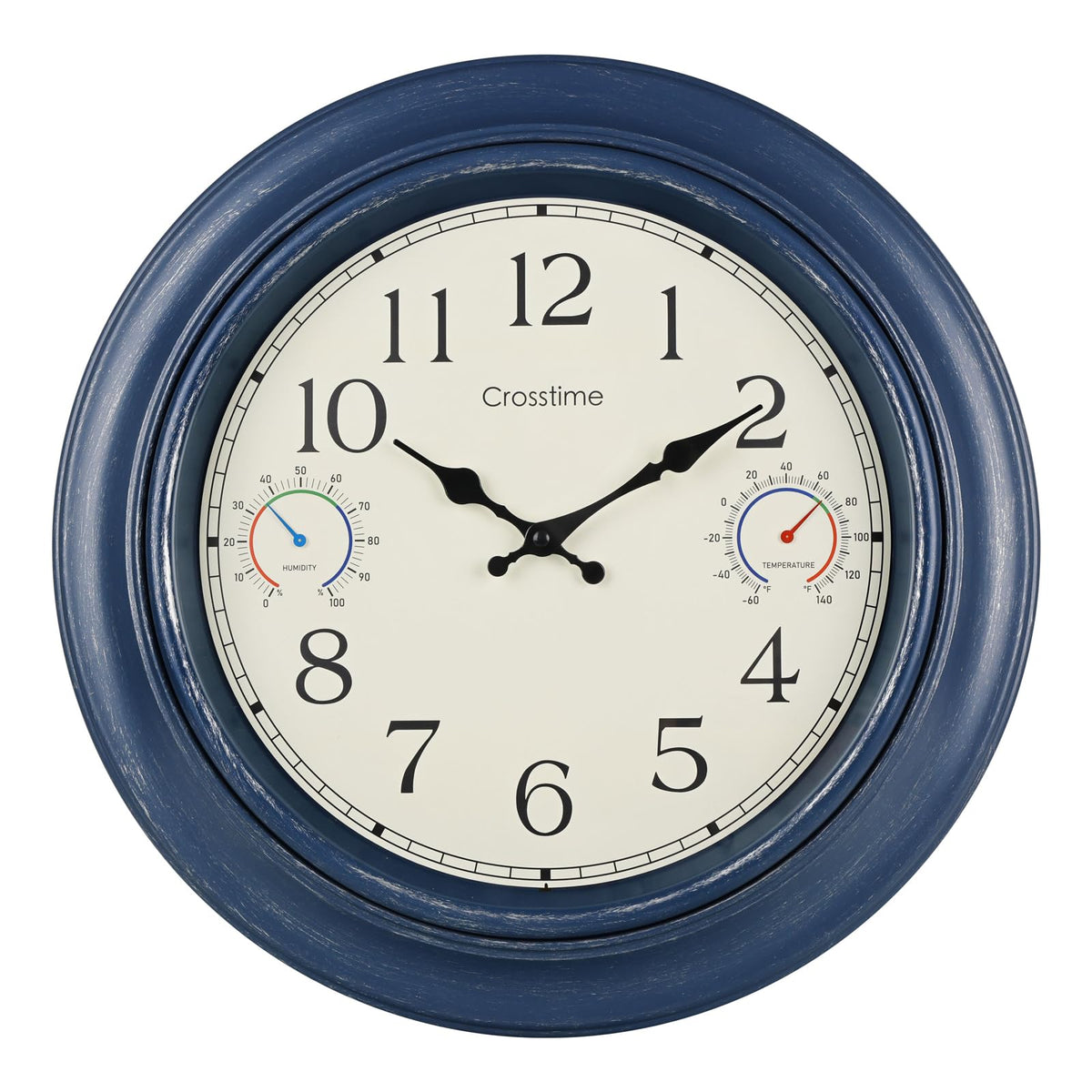 Crosstime vista frontal del reloj exterior mostrando hora y estilo retro