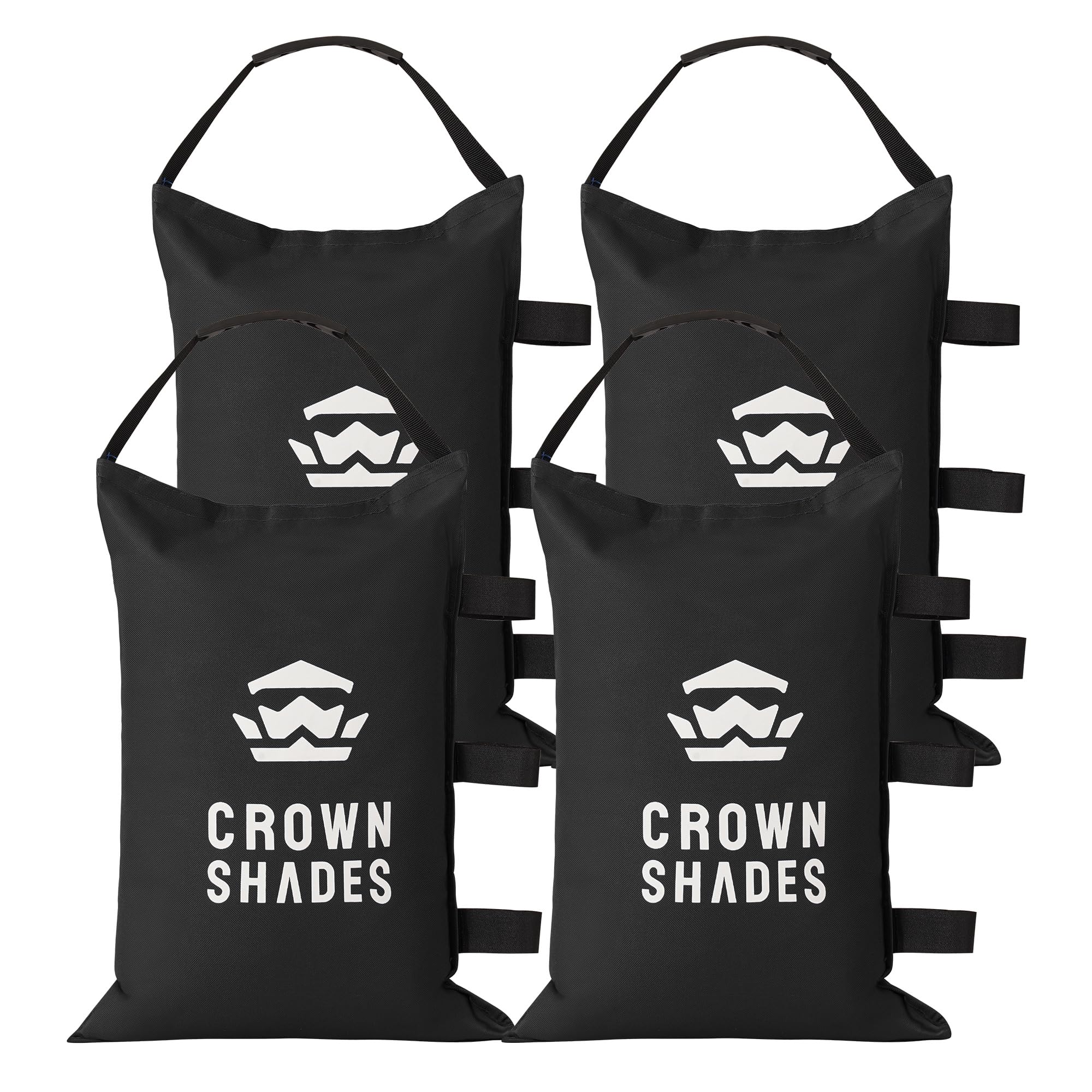 CROWN SHADES frontal del saco negro mostrando diseño y sujeción