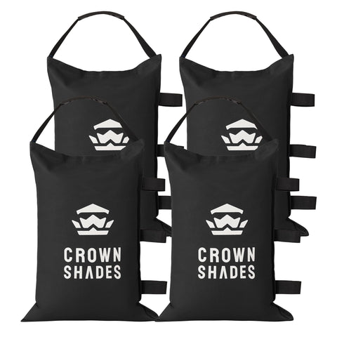 CROWN SHADES frontal del saco negro mostrando diseño y sujeción