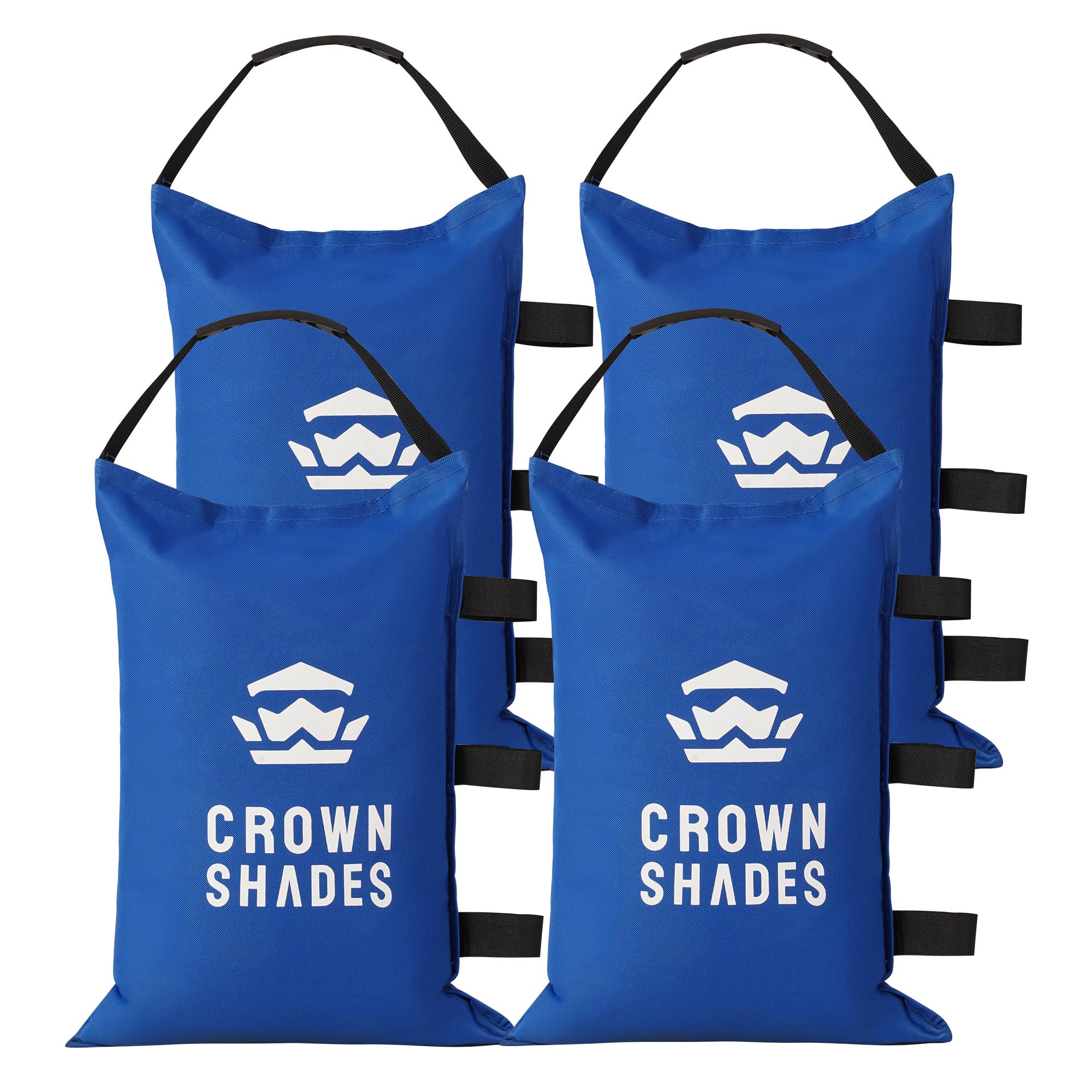 CROWN SHADES frontal del paquete mostrando los sacos azules y la capacidad