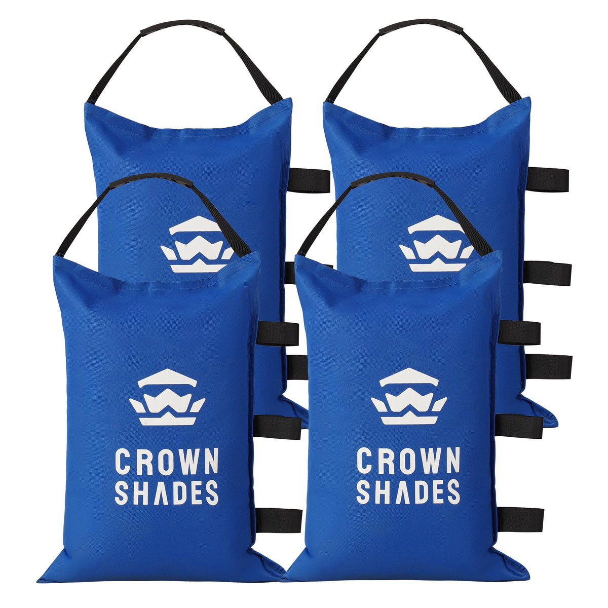 CROWN SHADES frontal del paquete mostrando los sacos azules y la capacidad