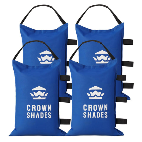 CROWN SHADES frontal del paquete mostrando los sacos azules y la capacidad