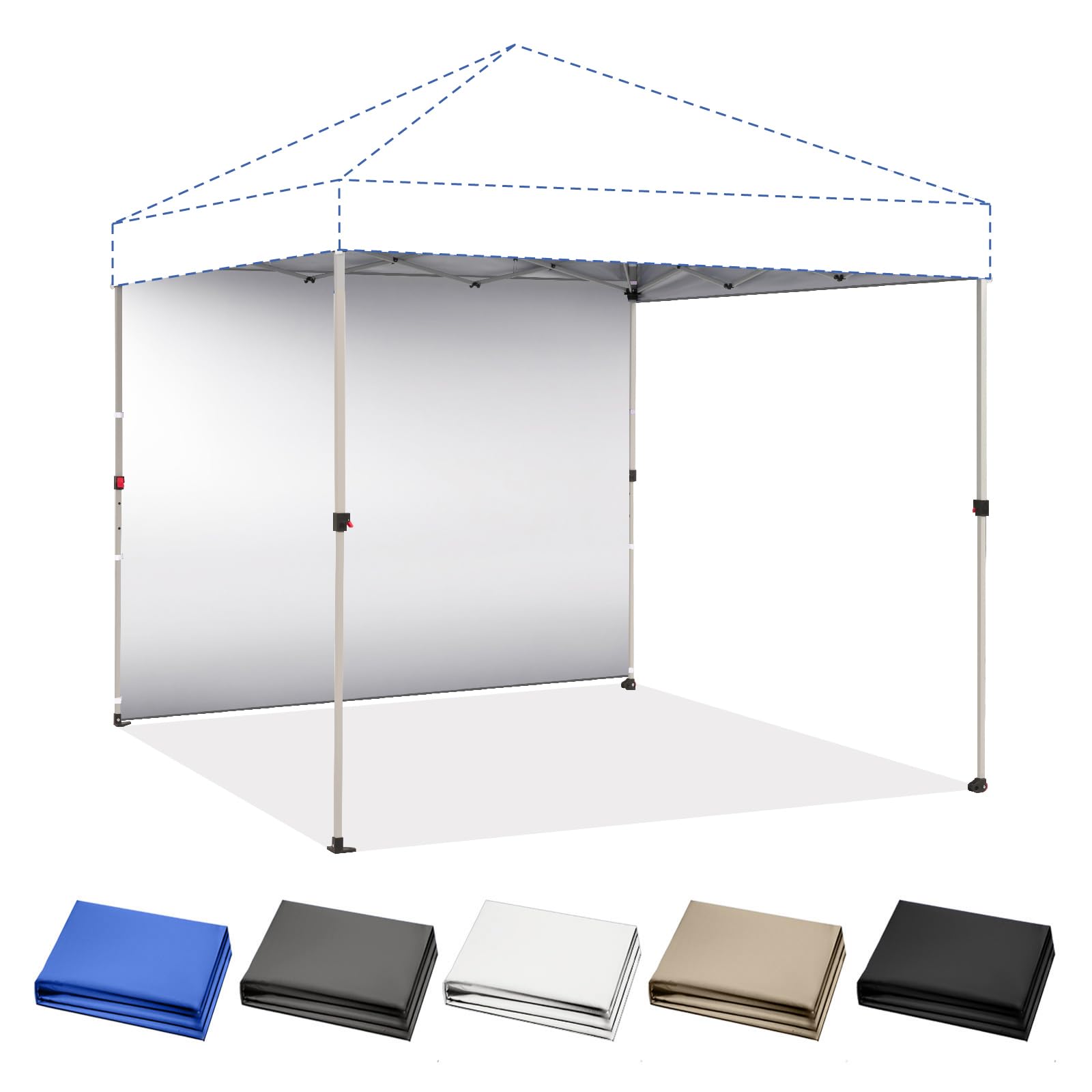 CROWN SHADES panel lateral frontal gris mostrando ajuste y protección