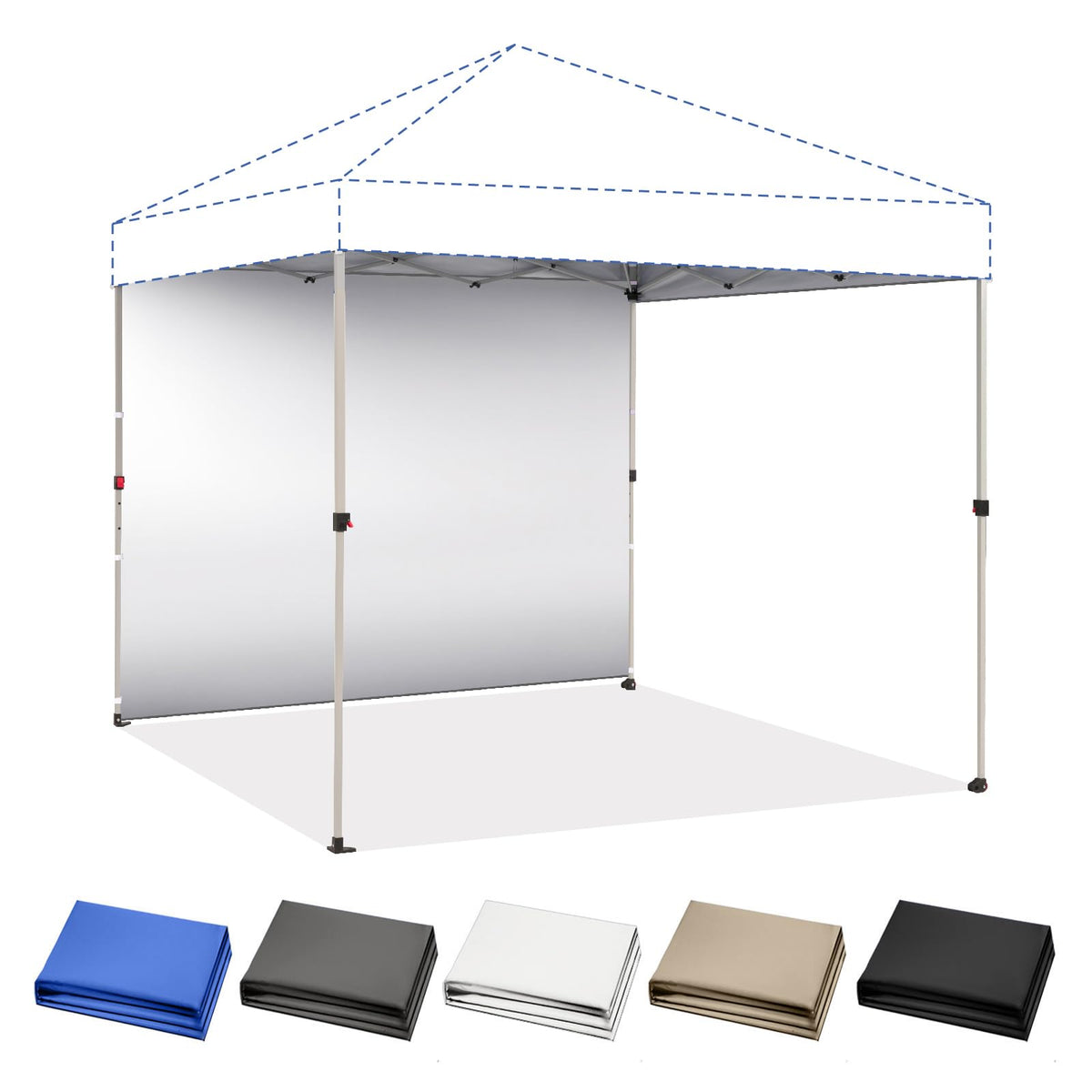 CROWN SHADES panel lateral frontal gris mostrando ajuste y protección