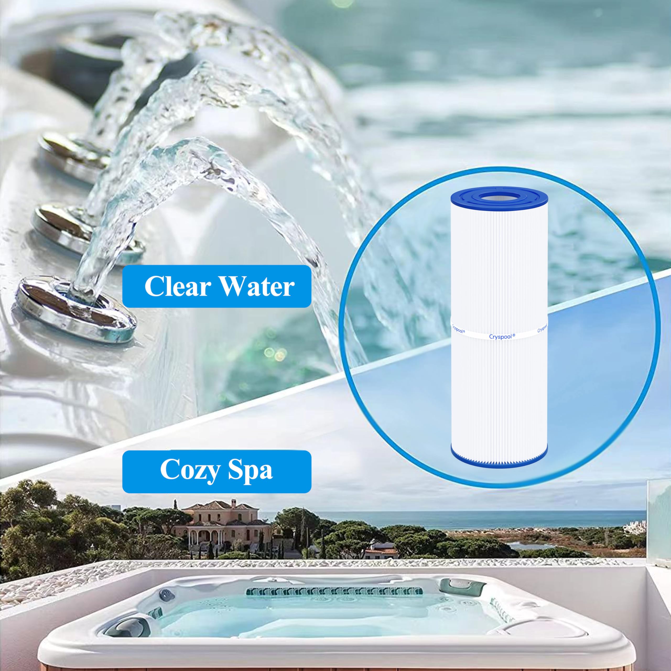 Cryspool empaque y etiqueta con especificaciones, confirma modelo compatible