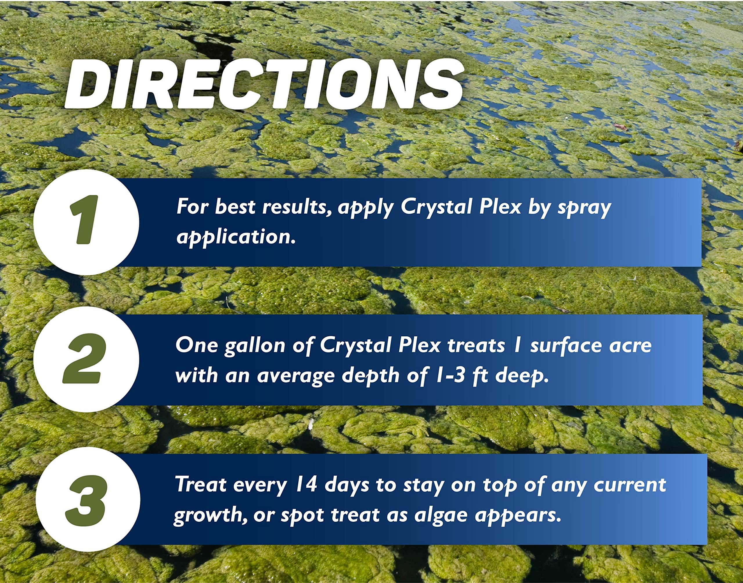 Crystal Blue Crystal Plex etiqueta con instrucciones claras para uso seguro y efectivo