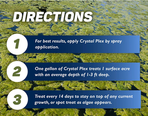 Crystal Blue Crystal Plex etiqueta con instrucciones claras para uso seguro y efectivo
