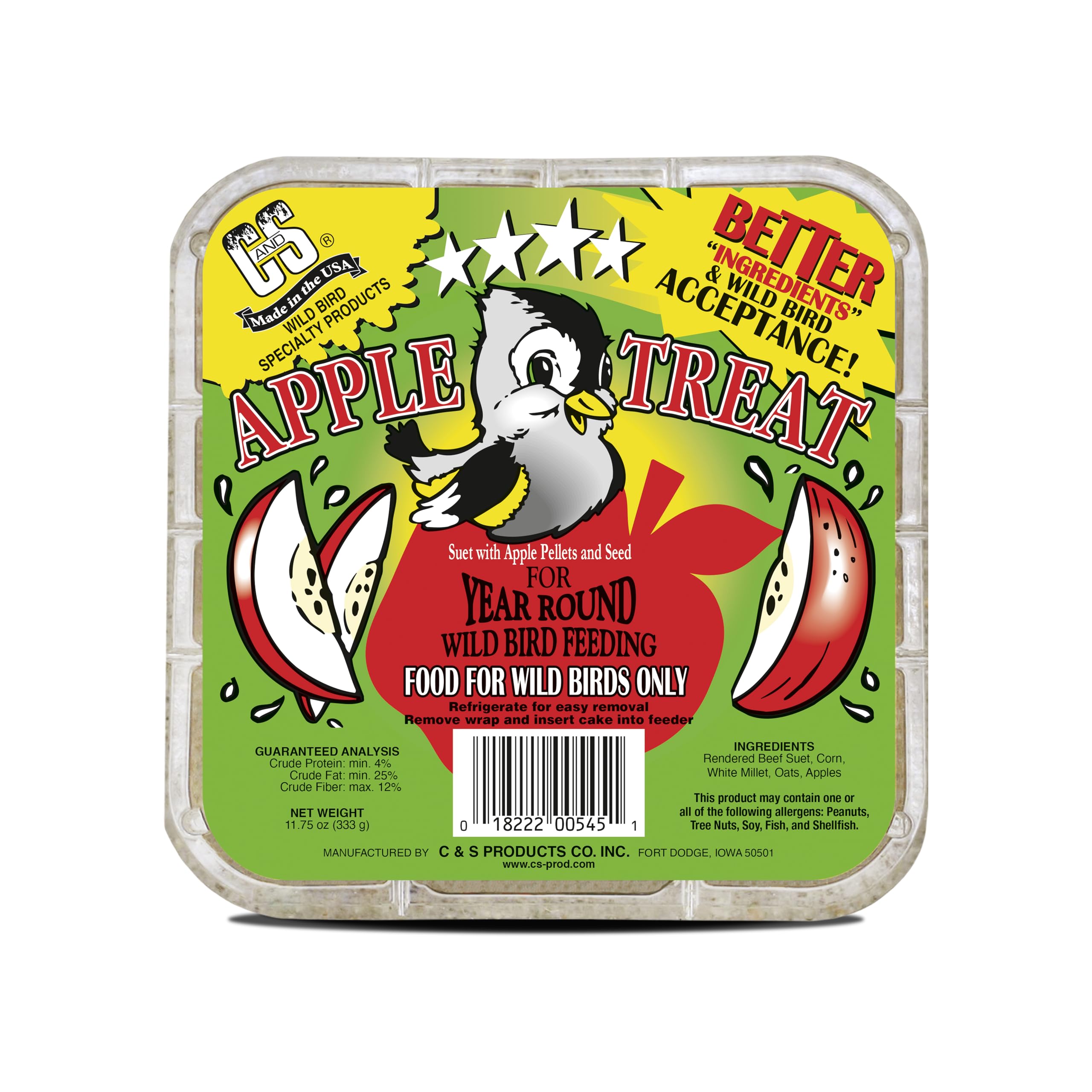 C&S primer plano de textura y grasa con manzana, visión de calidad